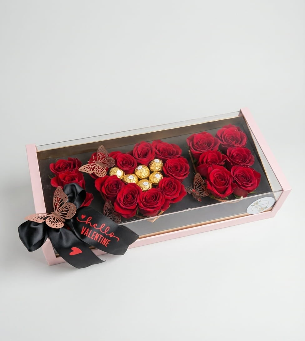 Ексклузивна кутија ТЕ САКАМ со рози и Ferrero — 1